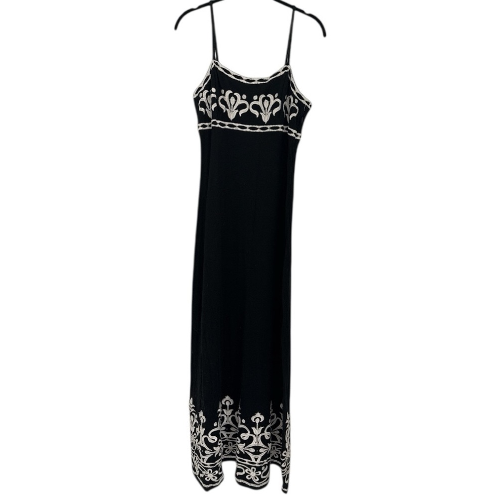 INC embroidered spaghetti strap maxi dress black/white Size Small